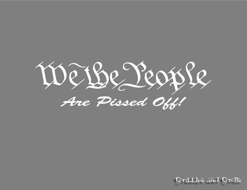 QYPF 14.3CM*6.2CM Personality Vinyl WE THE PEOPLE ARE PISSED Car Sticker Decal Black Silver C15