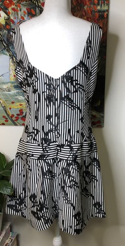 Cue Size 10 Drop Waist Low Back Cotton Blend Structured Dress EUC - Picture 5 of 8