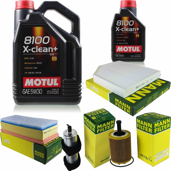 MANN-FILTER Inspektionspaket 6L Motul 8100 X-Clean+ 5W-30 FüR Audi A4 Avant 2.0-image