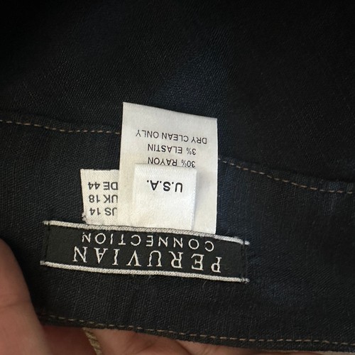 Peruvian Connection linen blend skirt size 14 blue light denim knee length - Picture 5 of 8