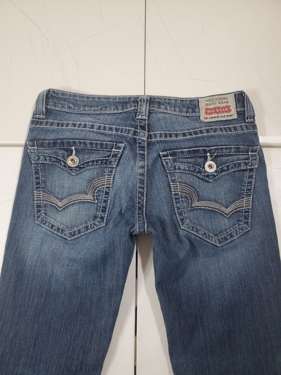 Big Star Sweet Low Bootcut Jeans Womens Size 28x29 Blue Denim Stretch
