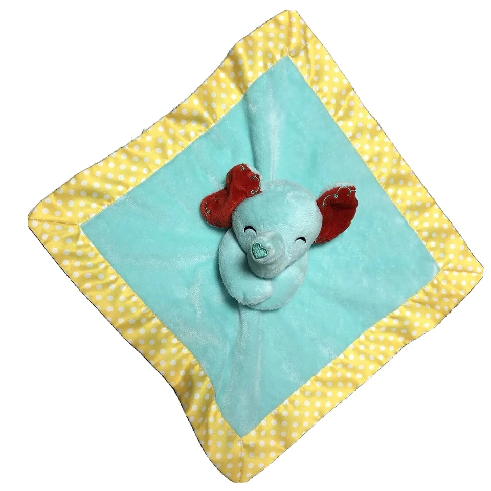 Fisher Price 大象婴儿安全毯浅蓝色红色黄色圆点 Lovey — 第 3/4 张图片