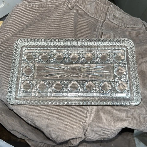 Vintage Federal Glass Windsor Pattern Clear Rectangular Tray 8" x 4.5"