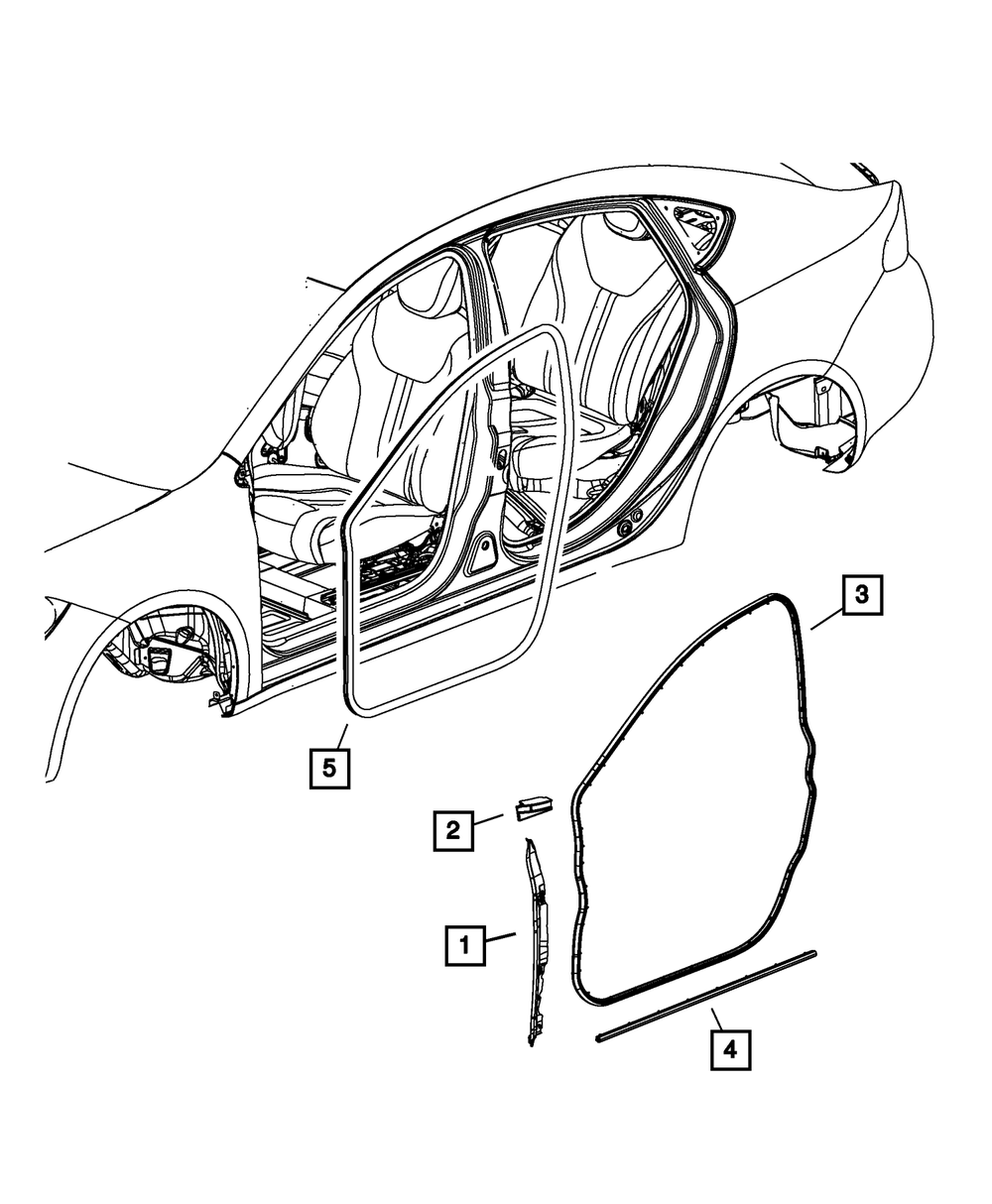 Genuine Mopar Front Door Weatherstrip Left 68082803AD