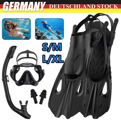 Profi Schnorchelset Erwachsene mit Flosse Anti-Fog Panorama Taucherbrille S-XL - Bild 1 von 4
