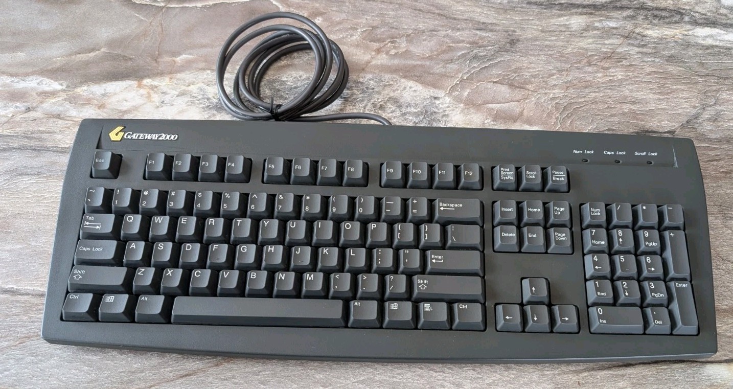 Vintage Gateway 2000 Wired Clicky Keyboard Model 2196003 PS/2 6 Pin PS2 - BLACK. Available Now for $24.87