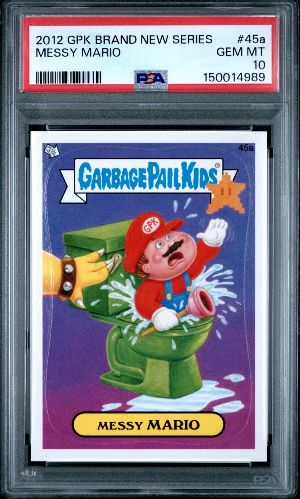 Messy MARIO #45a 2012 Garbage Pail Kids trading card — raw and PSA graded price guide