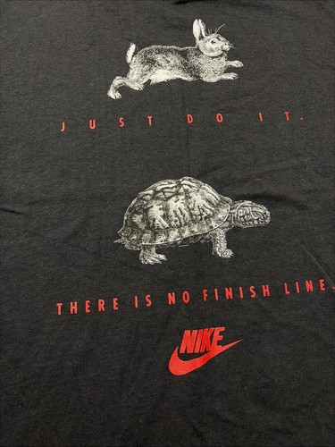 NWT Vintage 90s Nike Tortoise Hare T Shirt There Is No Finish Line Deadstock L