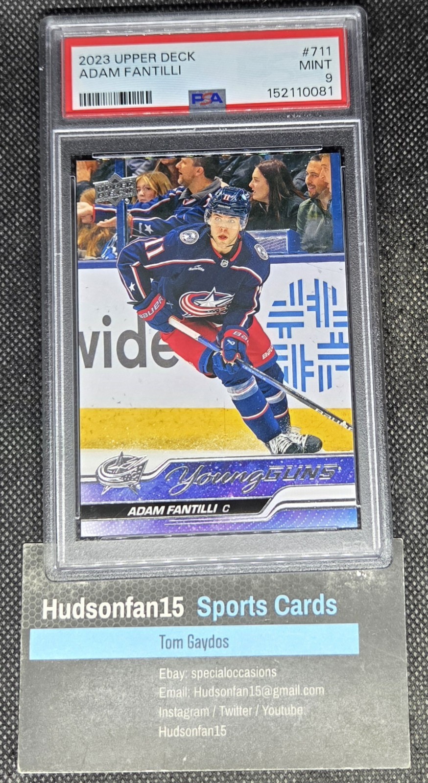 Adam Fantilli 2023-24 Upper Deck Extended Series #711 Young Guns RC PSA 9 Mint