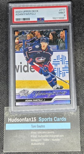 Adam Fantilli 2023-24 Upper Deck Extended Series #711 Young Guns RC PSA 9 Mint