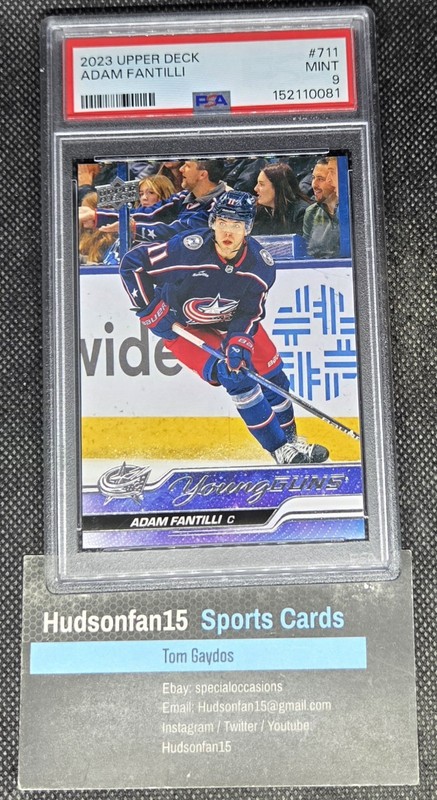 Adam Fantilli 2023-24 Upper Deck Extended Series #711 Young Guns RC PSA 9 Mint