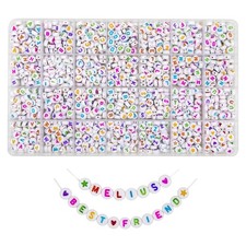 Melius Acrylic Colorful Letter Beads, 1450 Pcs 4x7mm Round 4x7mm,