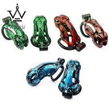 New Colorful Male Cage Chastity Device Slave Chastity CB Lock with 4 Rings