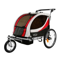 ClevrPlus Deluxe 3-in-1 Double Seat Bike Trailer Stroller Jogger, Red