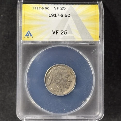 1917-S 5c Buffalo Nickel San Francisco Choice Very Fine ANACS VF 25