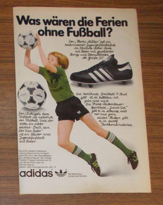 Rare Advertising Adidas Hansi Müller Football Boots Beckenbauer Sports Pants 1980