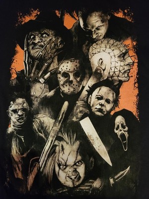 Horror Movie Killer Squad Candyman Chucky Jason Freddy Tshirt XL -  28Wx30.5L