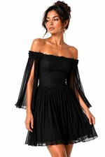 NWT Dolce & Gabbana Black Silk Chiffon Lace Corset Mini Dress IT 36 US 0/2 SS06