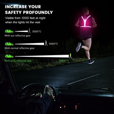 LED Reflective Vest Running Gear Night Walking USB Rechargeable Up to 11hrs