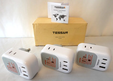 Power Plug adapter for UK 4 outlet 2/3 USB 3Pack open box