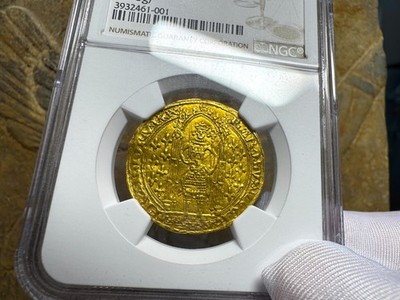 FRANCE F'PIED 1364-80 CHARLES V NGC AU 58 Franc à Pied PIRATE GOLD