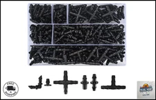 300 Pcs Irrigation Fittings Kit, Irrigation Barbed Connectors Parts, Drip Barbed