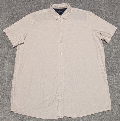 Livergy Shirt Mens XL White Pink Striped Casual Work Button Down 