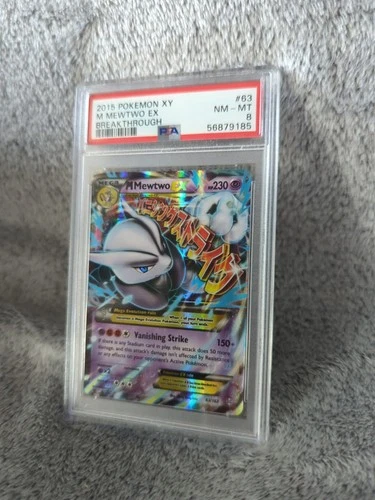 #63 M MEWTWO EX PSA 8 NM - 2015 POKEMON XY BREAKTHROUGH CLEAN