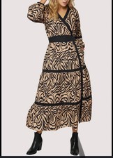 Lost + Wander Ladies Night Zebra Print Maxi Dress Ivory Black Size Medium