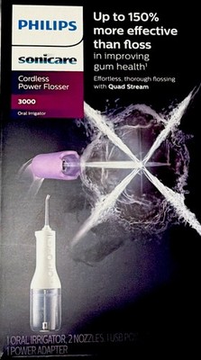 Philips Sonicare Cordless Power Flosser 3000 Water Flosser, White HX3826/21