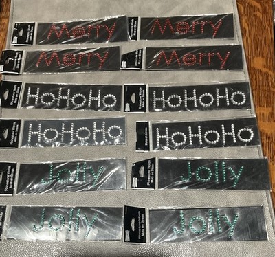 Set of 12 Rhinestone Sticker Labels (Red Merry, Diamond HoHoHo, Green Jolly)