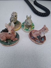 Four 1997 Tetley Animal collectable Ornaments, rabbit,owl,deer and fox