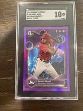 2022 Bowman Platinum  Precious Elements James Wood Purple /250 SGC 10 Nationals