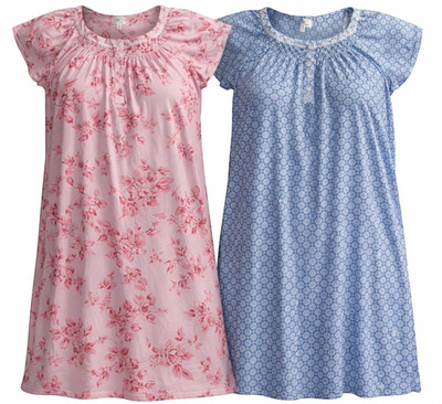 Aria Collection 3X Nightgown Set 2 Pack Floral Smocked Cottagecore Loungewear