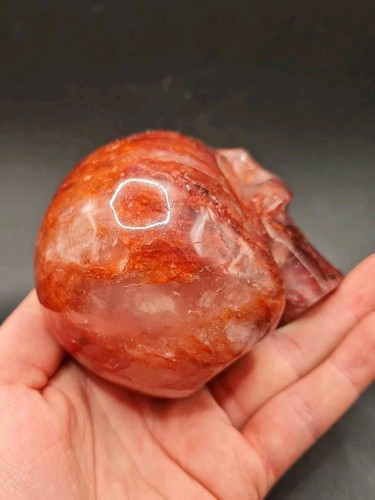 Red Fire Hematoid Quartz Crystal Skull, 609g - Picture 14 of 16