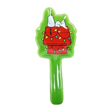 Peanuts Snoopy Green Christmas Lights Dog House Spoon Rest Stoneware 11 Inch