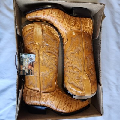 Las Trankas Mens Size US 7 Mex 26 Cowboy Caiman Western J-Toe Butter Color Boots