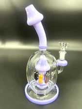 9" Jade Purple Mushroom Recycler Glass Bong – 14mm Bowl Water Pipe Hookah