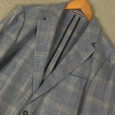Tommy Hilfiger Sport Coat Men's 44R Blue Plaid Textured Two Button Blazer Jacket