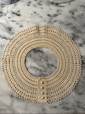 Removable Vintage Victorian Style Handmade Crochet Collar in Dark Ivory/Tan (#5)