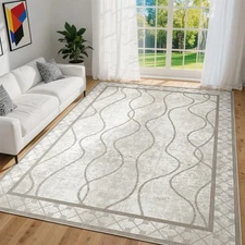 Washable Area Rugs for Living Room 4x6 Soft Non-Slip Modern Bordered Bedroom ...