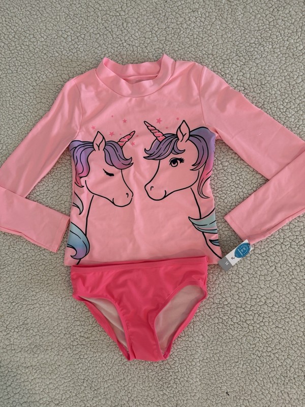 NWT GIRLS SZ 14 SWIMSUIT UNICORN RASHGUARD
