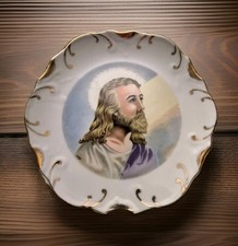 1942 Vintage Jesus 18K Gold Trim Decorative Plate Porcelain, Fine China Display 
