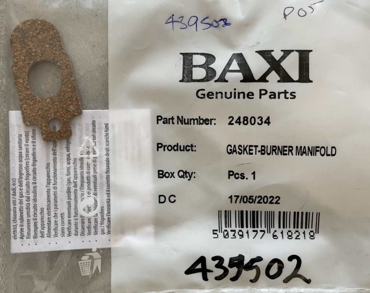 Baxi Main Potterton Burner Manifold Gasket 248034 New Genuine