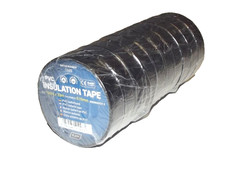 Pack of 10 BLACK PVC Insulation Tape 19mm x 33m 0.15mm Thick Electrical Tape