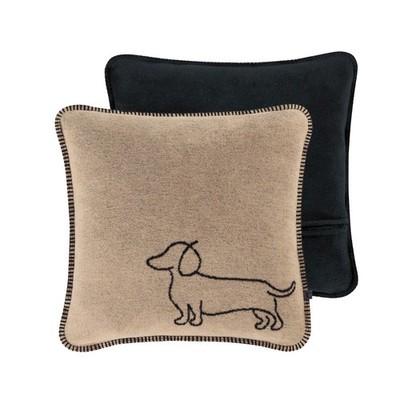 Cawö Kissen WE LOVE DOGS 62480 schwarz beige 50x50cm inkl. Federfüllung Dackel