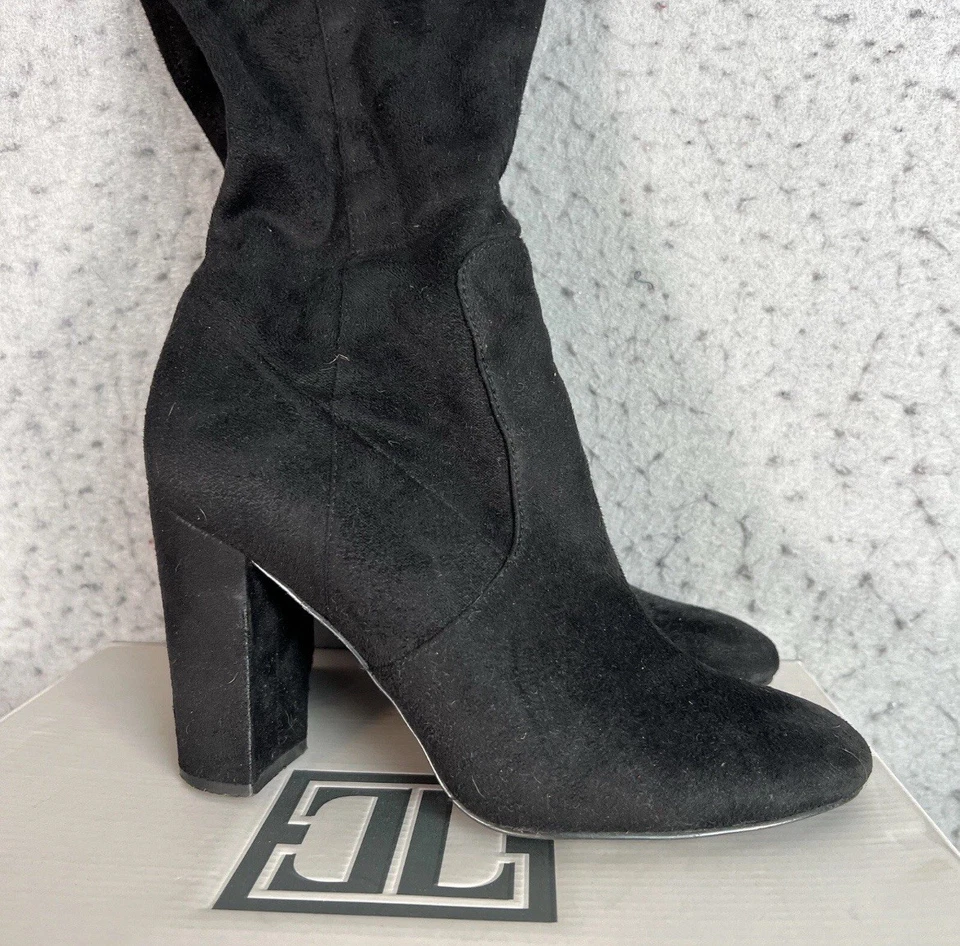 Ivanka Trump Over The Knee Tall Boots Womens Sz 7 Ladies BlackFaux Suede Heels - Image 2 of 4