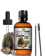 Mayan's Secret Castor Oil Organic Cold Pressed 4oz - Hair, Skin, Lashes, Brows