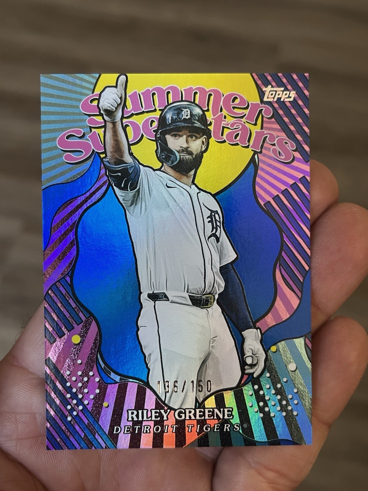 2025 Topps Series 2 - Summer Superstars Riley Greene #SS-14 Blue Foil /150