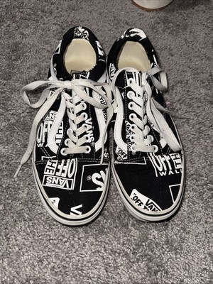 Vans Old Skool Off The Wall Logo All Over Sz 6.5 Men 8 Women s